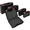Kunststoffkoffer, L 340 x B 275 x H 83 mm, Polypropylen schwarz, Schaumstoffeinlagen, stabiler Verschluss rot