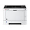 Weißer Drucker, Kyocera ECOSYS P2235dn, mit Power-Knopf und USB-Anschluss.