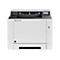 Ein weißer Kyocera ECOSYS P5026cdn Laserdrucker vor weißem Hintergrund. Oben ein grauer Bereich mit 'Ready' Anzeige. Seitlich USB-Anschluss und Energie Stern.