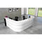 L-toonbank Faro, 4 eenheden, hoek 90°, melamine coating, ABS randen, B 3250 x D 2320 H 1120 mm, wit/antraciet 