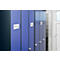 A row of blue lockers labeled with names. Peter Evans, Marc Smith, and Ian Evans.
