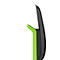 Green vertical handle on a black device. White background in the background.