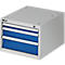 Ladebak voor modulaire werkbank, type 1, 3 laden, lichtgrijs RAL 7035/enziaans blauw RAL 5010