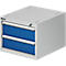 Ladebak voor modulaire werkbank, type 2, 2 laden, lichtgrijs RAL 7035/enziaans blauw RAL 5010