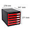 Ladebox BIG-BOX PLUS, A4+ formaat, 5 halfopen laden met uittrekstop, verzonken greep &amp; etikethouder, zwart-rood