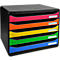 Ladebox BIG-BOX PLUS HORIZON QUER, A4+, 5 half-open laden met uittrekstop, verzonken greep &amp; etikethouder, etiketten, Blue Angel, harlekijn