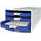 Ladebox HAN Impuls 2.0, 4 schuifladen, A4-formaat, stapelbaar, open, grijs/blauw