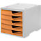 Ladebox styro® styroswing, 5 laden, uittrekstop &amp; verzonken greep, stapelbaar, B 270 x D 340 x H 255 mm, polystyreen, grijs-aprikoos
