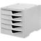 Ladebox styro® styroswing, 5 laden, uittrekstop &amp; verzonken greep, stapelbaar, B 270 x D 340 x H 255 mm, polystyreen, grijs-grijs
