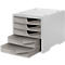 Ladebox styro® styroswing, 5 laden, uittrekstop &amp; verzonken greep, stapelbaar, B 270 x D 340 x H 255 mm, polystyreen, grijs-taupe