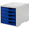Ladebox styro® styroswing, 5 laden, uittrekstop &amp; verzonken greep, stapelbaar, B 270 x D 340 x H 255 mm, polystyreen, grijsblauw