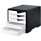 Ladebox styro® styroswing, 5 laden, uittrekstop &amp; verzonken greep, stapelbaar, B 270 x D 340 x H 255 mm, polystyreen, zwart-wit