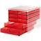 Ladebox styro® styroswing light, 5 laden, uittrekstop &amp; verzonken greep, stapelbaar, B 270 x D 340 x H 255 mm, polystyreen, transparant-cranberry