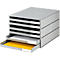 Ladebox styro® Styroval, formaat C4, 6 open laden, stapelbaar, etikettenmateriaal, B 243 x D 335 x H 200 mm, gerecycled kunststof, zwart-grijs