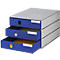 Ladebox Styro Styroval, voor formaten tot C4, 3 gesloten lades, recyclagemateriaal, blauw/grijs