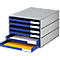 Ladebox Styro Styroval, voor formaten tot C4, 6 open lades, recyclagemateriaal, blauw/grijs
