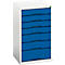 Ladekast Bott verso, 7 laden, tot 75 kg per lade, vleugeldeur, volledig uittrekbaar, B 525 x D 550 x H 900 mm, plaatstaal, grijsblauw