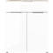 Ladekast, met 1 lade en 2 deuren, glazen front en bovenblad, B 830 x D 420 x H 1020 mm, Navarra eik/wit