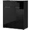 Ladekast, met 1 lade en 2 deuren, glazen front en bovenblad, B 830 x D 420 x H 1020 mm, zwart