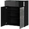 Ladekast, met 1 lade en 2 deuren, glazen front en bovenblad, B 830 x D 420 x H 1020 mm, zwart