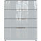 Ladekast, met 4 laden, glazen front en bovenblad, B 830 x D 420 x H 1020 mm, grafiet/zilvergrijs