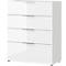 Ladekast, met 4 laden, glazen front en bovenblad, B 830 x D 420 x H 1020 mm, wit