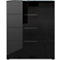 Ladekast, met 4 laden, glazen front en bovenblad, B 830 x D 420 x H 1020 mm, zwart