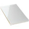 Een wit, rechthoekig bord met licht afgeronde hoeken en een beige rand.