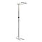 Un lampadaire moderne avec une tête de lampe carrée. Sur fond blanc. Interrupteur marche/arrêt sur la tige.
