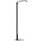 Lampadaire gris avec tête de lumière rectangulaire, réglable en hauteur et avec pied carré.