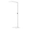 Lampadaire blanc avec tête de lumière rectangulaire, longue colonne et pied carré.