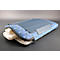 Housse de tablette à motifs bleus et blancs avec tablette et clavier. Fermeture éclair sur le côté.