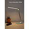 Lampe de table LED UNILUX Popy, 5 W, 500 lm, 3000-6000 K, 3 intensités lumineuses, intensité lumineuse variable, pliable, argent-blanc
