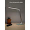 Lampe de table LED UNILUX Popy, 5 W, 500 lm, 3000-6000 K, 3 intensités lumineuses, intensité lumineuse variable, pliable, argent-blanc