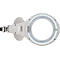 Lampe loupe LED MAULmakro, lentille 3 dioptries, 8 W, 580 lm, 6500 K, bras pivotant et inclinable à 360°, réglable en hauteur, pied à pince, blanc