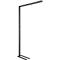 Lampadaire noir avec une tête carrée, une tige droite et une base rectangulaire.