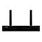 Ein schwarzer LANCOM Router mit zwei Antennen. Auf der Vorderseite befinden sich diverse Leuchten, sowie die Bezeichnung LANCOM 1800VAW-4G.