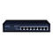 Schwarzer Netzwerk-Switch mit 8 Ports und Beschriftung 'LANCOM GS-1108'.