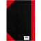 Black and red book, back view. Red binding and corners. Barcode at the bottom right.