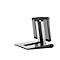Black and grey tablet holder on a white background.