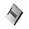 A silver rectangular lighter, with a black bar and a ribbed area.