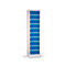 Laptopkast met laadfunctie, 10 vakken met cilinderslot, plaatstaal lichtgrijs RAL 7035/gentiaanblauw RAL 5010