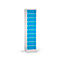 Laptopschrank mit Ladefunktion, 10 Abteile mit Zylinderschloss, Stahlblech lichtgrau RAL 7035/lichtblau RAL 5012