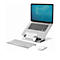 Laptopstandaard Fellowes Hylyft™, voor laptops tot 18″ &amp; tot 4 kg, 6-staps handmatige hoogteverstelling, inklapbaar, ergonomisch, aluminium, zilver.