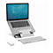 Laptopstandaard Fellowes Hylyft™, voor laptops tot 18″ &amp; tot 4 kg, 6-staps handmatige hoogteverstelling, inklapbaar, ergonomisch, aluminium, zilver.