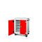Laptopwagen met laadfunctie, 2-puntsvergrendeling, parkeerrem, 16 vakken, B 920 x D 500 x H 1060, verkeersrood