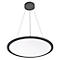 Round gray pendant lamp, bright light source. Attached to two ropes, ceiling mounting.