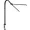 Schwarze LED-Schreibtischlampe, am Tisch befestigt, mit einstellbarem Arm.