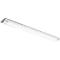 Long, white fluorescent tube with silver ends. The lamp is placed at a slight angle against a white background.