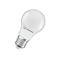 Weiße LED-Lampe in klassischer Birnenform mit E27-Gewinde und LEDVANCE-Logo.